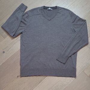 Smartwool Sparwood Sweater Men's sz XL Brown V-neck Merino Wool Blend Knit